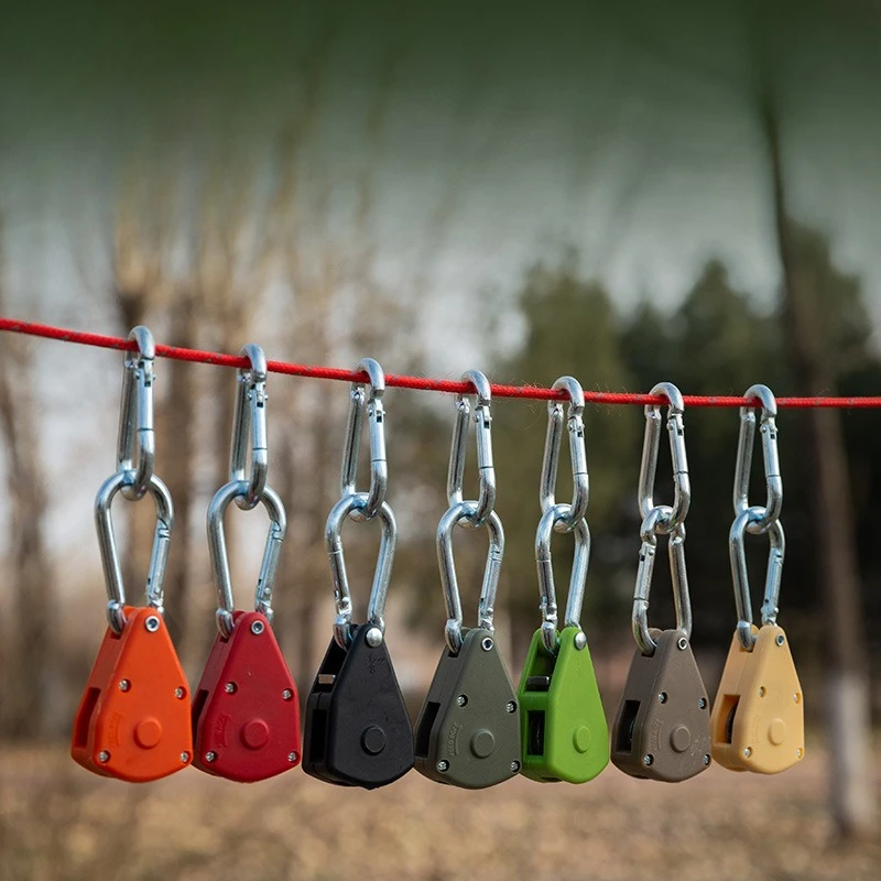 6pcs Reflective Camping Tent Rope Tie Down Fastener Fixed Buckle Pulley Tensioner Ratchet Hangers Awning Wind Rope Outdoor