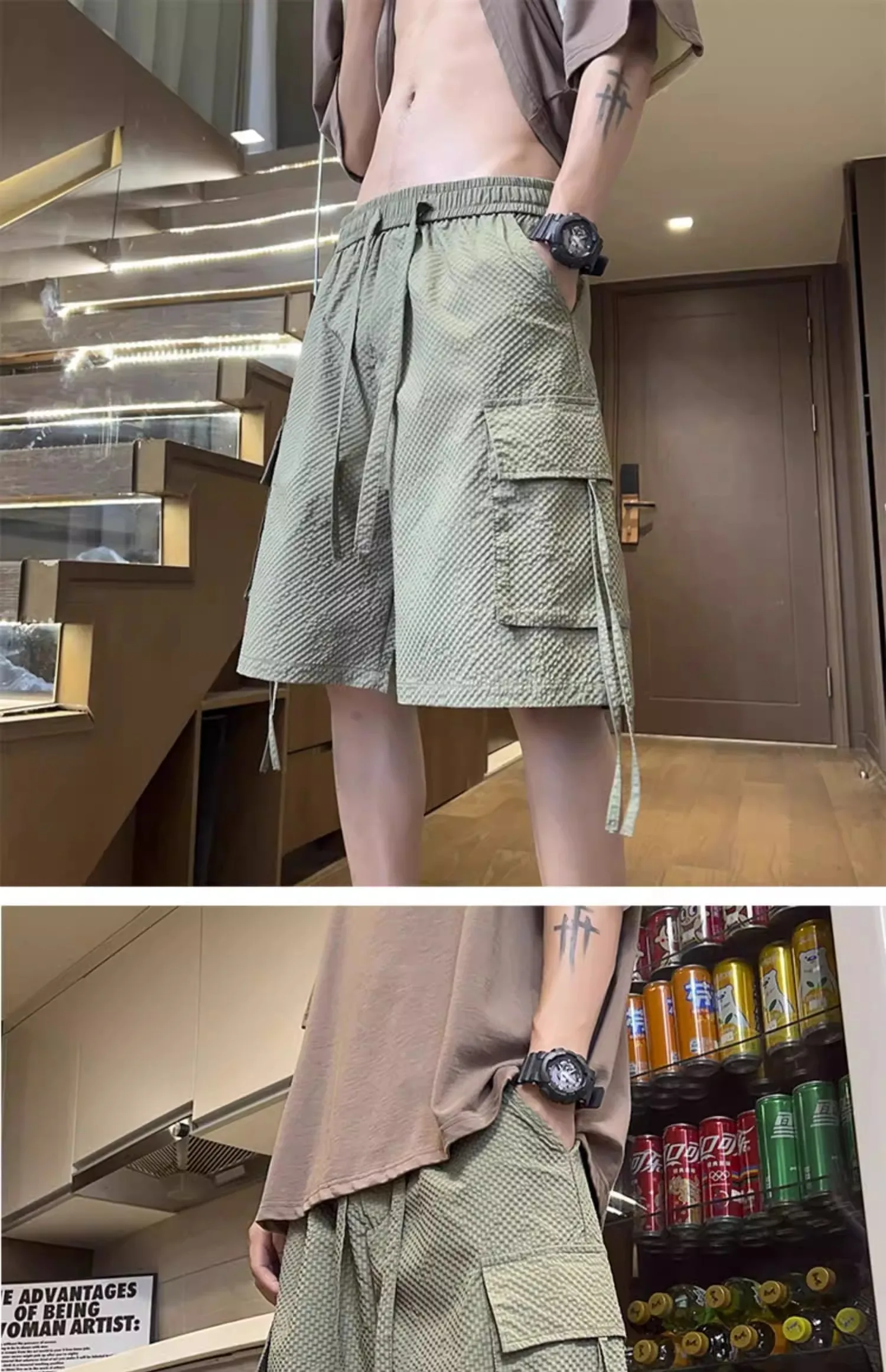 

Lazy new style, trendy, artistic, simple, solid color, simple youth shorts, Harajuku trendy and versatile