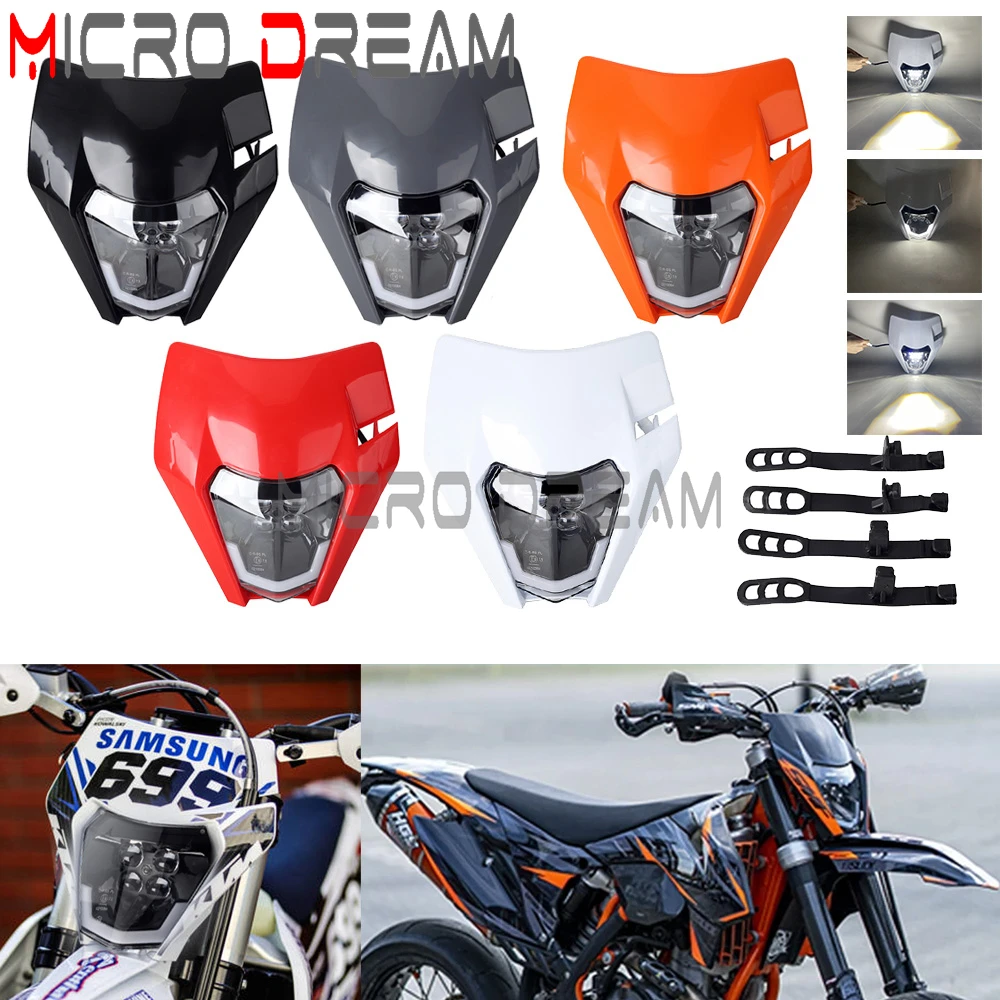 Motorcross E8 E-Mark High/Low beam LED Headlight For 690 SMC R 250 XC-W TPI 300 450 EXC 300 XC-W 350 EXC-F FC FE TC TE TX FX