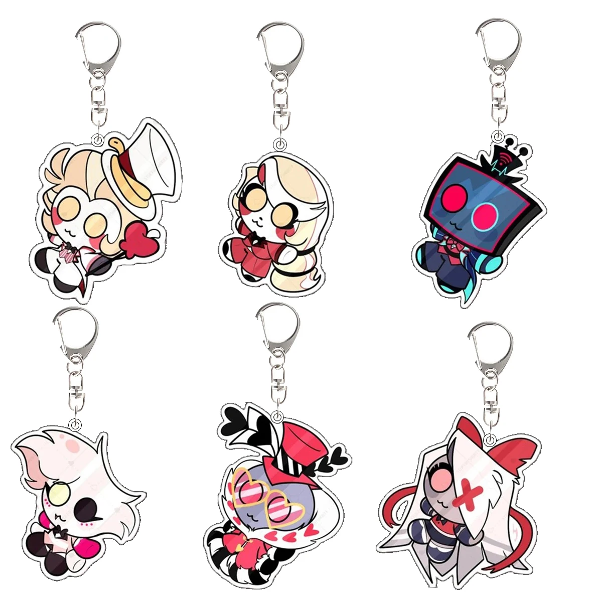 

Акриловый брелок Husk Vox Alastor Niffty Valentino Velvet для Hazbin Hotel, периферийные аксессуары, индивидуальные мультяшные подвески для рюкзака, подарок