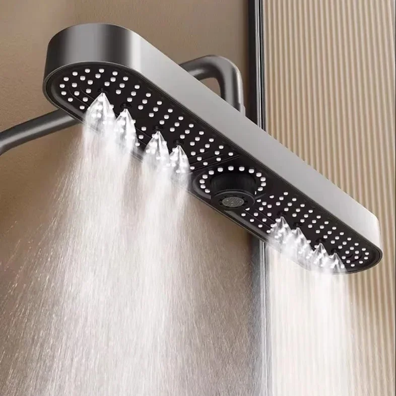 New 1pc 19 Inch High Pressure 3 Mode Rainfall Luxury Bathroom Shower Head Adjustable Anti-Clogging Silicone Nozzles Water Saving