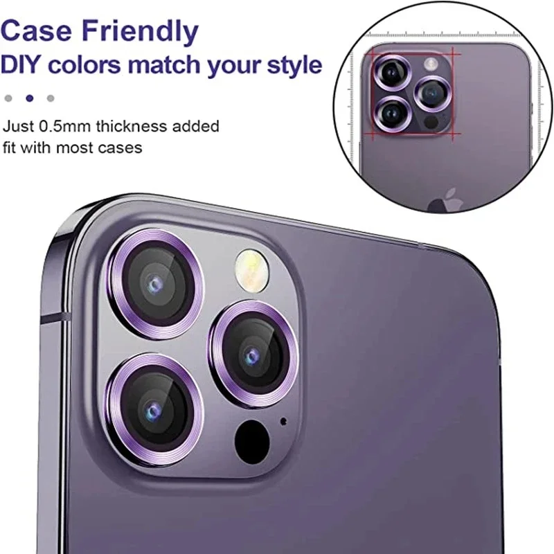 Camera Lens Protector for IPhone 11 12 13 14 Pro Max Metal Ring Protector Lens Glass for IPhone 12 13 Mini 14Plus 14Pro Max
