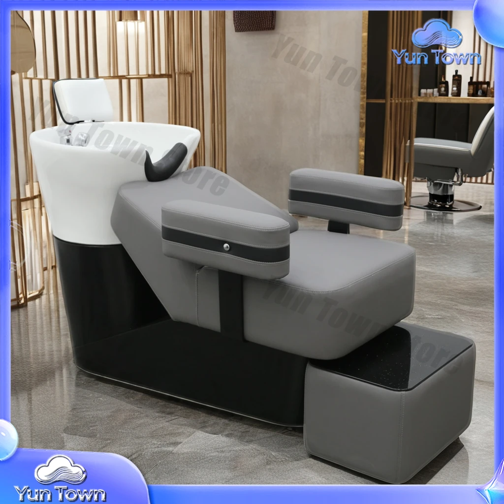 Custom Commercial Shampoo Bowl Chairs Recumbent Position Furniture Supply Beauty Barber Shampoo Bowl Hair Wash Bed Equipment