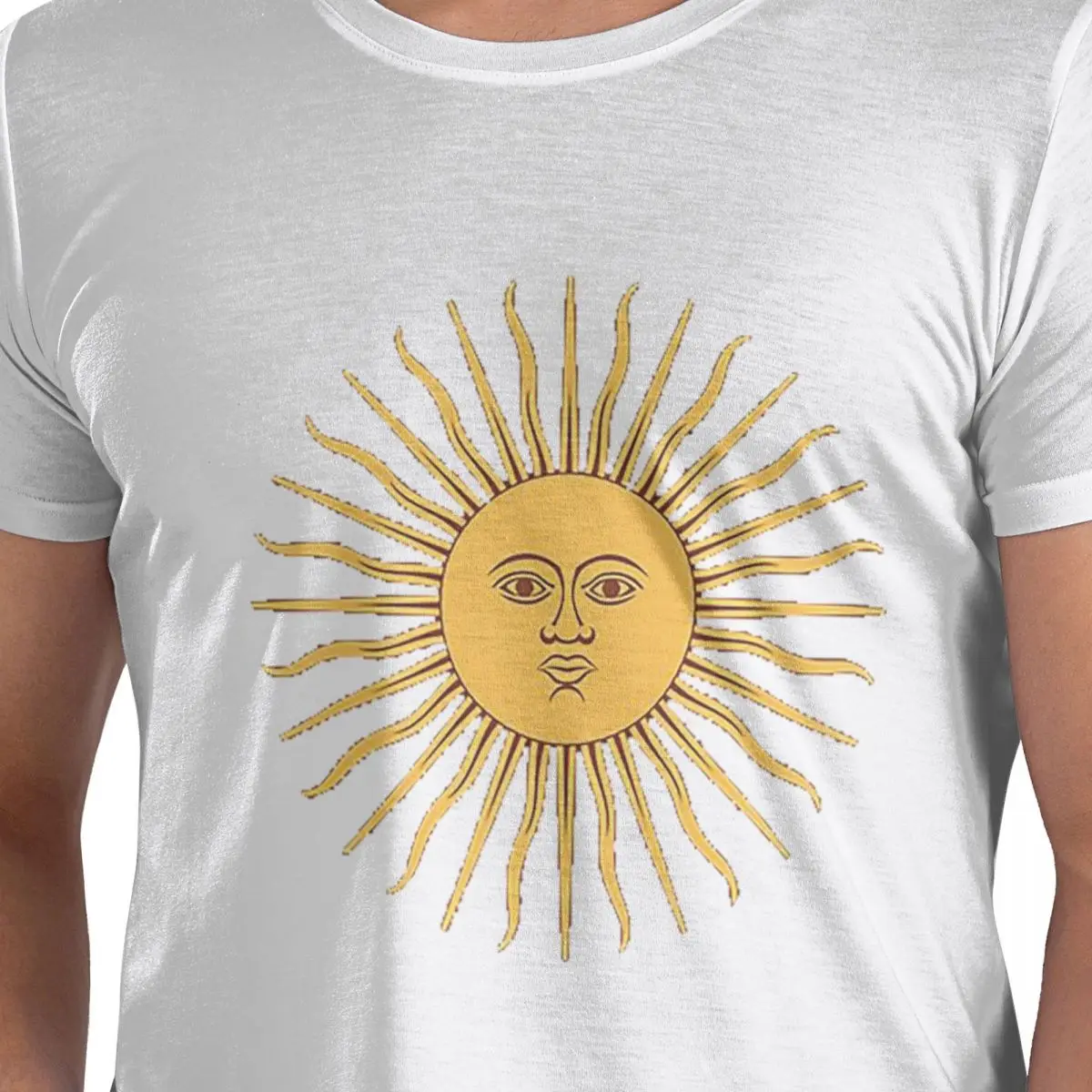 شمس مايو علم الأرجنتين تي شيرت للرجال قميص أبيض بحجم ضخم تي شيرت رجالي كم قصير رقبة مستديرة ملابس الصيف بلايز S-6XL