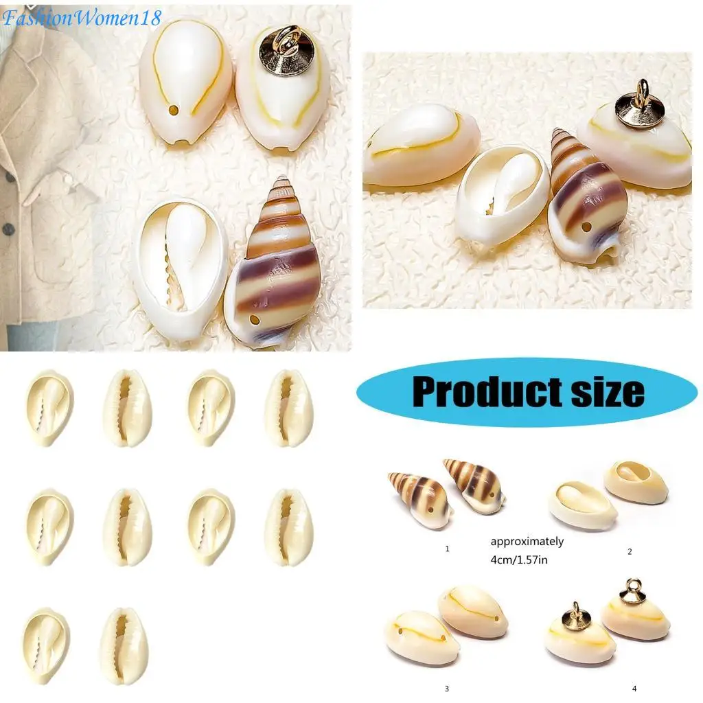 

10Pieces Real Shell Buttons Natural Shell Buckle For Custom Clothing Project 57BD