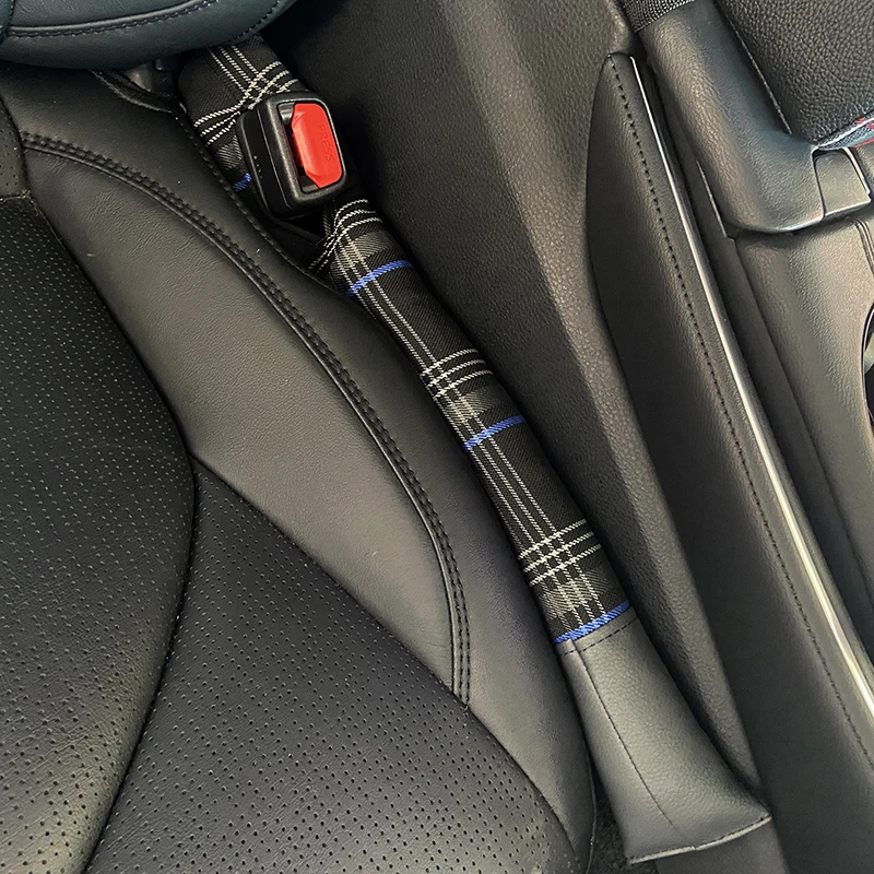 Car Seat Gap Anti-leak Stopper Strip Gap Filler Organizer Anti-Leakage Seam Interior Protection Plug Universal Tartan Auto Parts