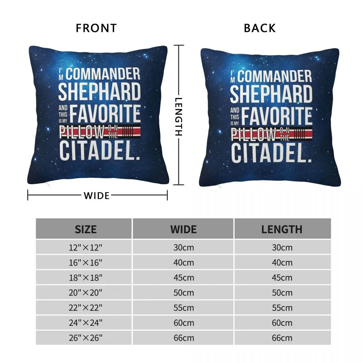 Mass Effect I'm Commander Shepard Square Pillowcase Polyester Linen Velvet Printed Zip Decorative Car Cushion Cover 18