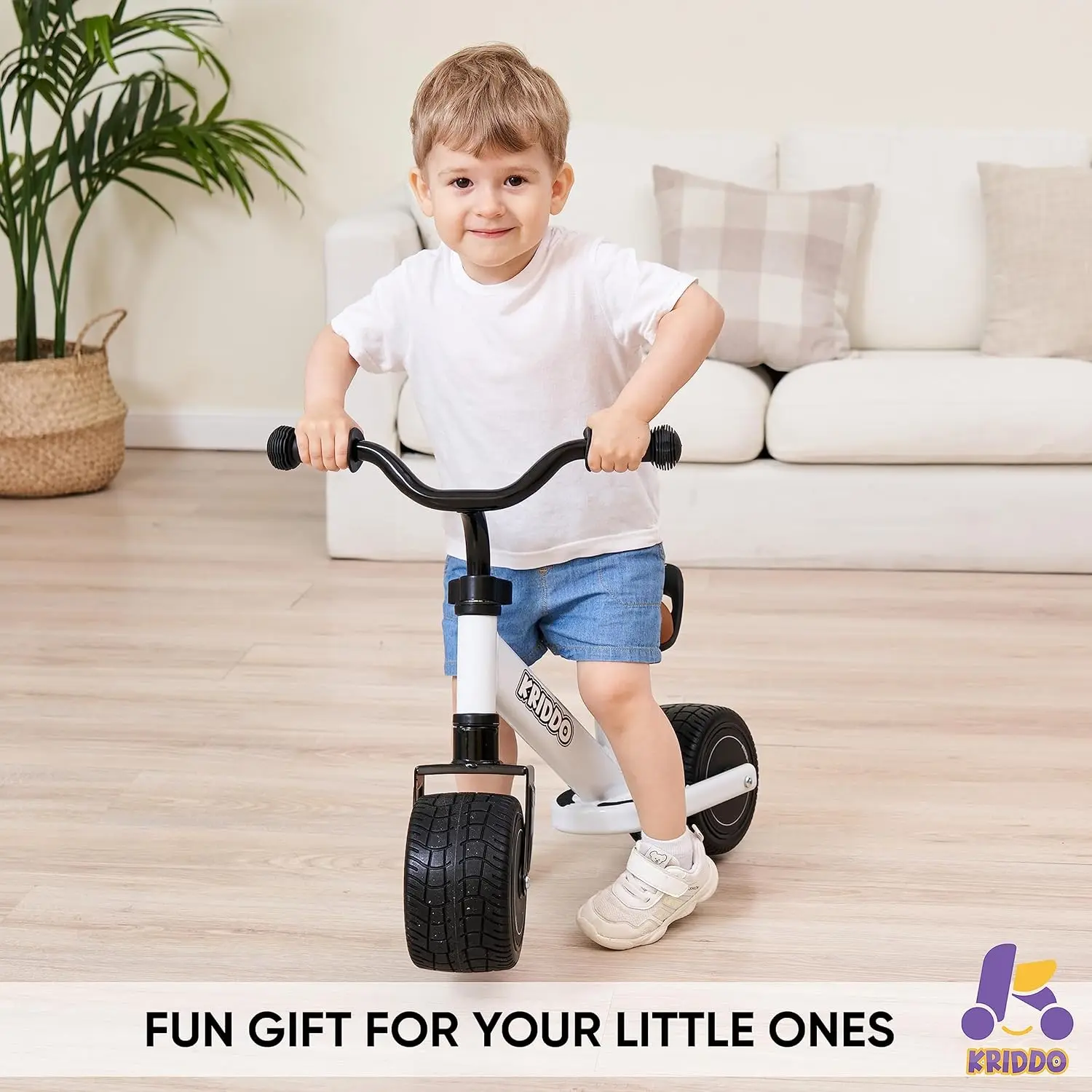 Baby Balance Bike 1-2 Year Old, Mini Cruiser Bike for One Year Old First Birthday Gifts Baby Toys 12 Months to 2.5 Year Old, Whi