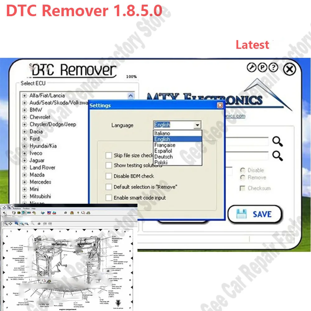 Hot Car Maintenance Tools DTC Remover 1.8.5.0 For KESS KTAG FGTECH OBD2 Software MTX Keygen Full Unlimited Software for Window 7
