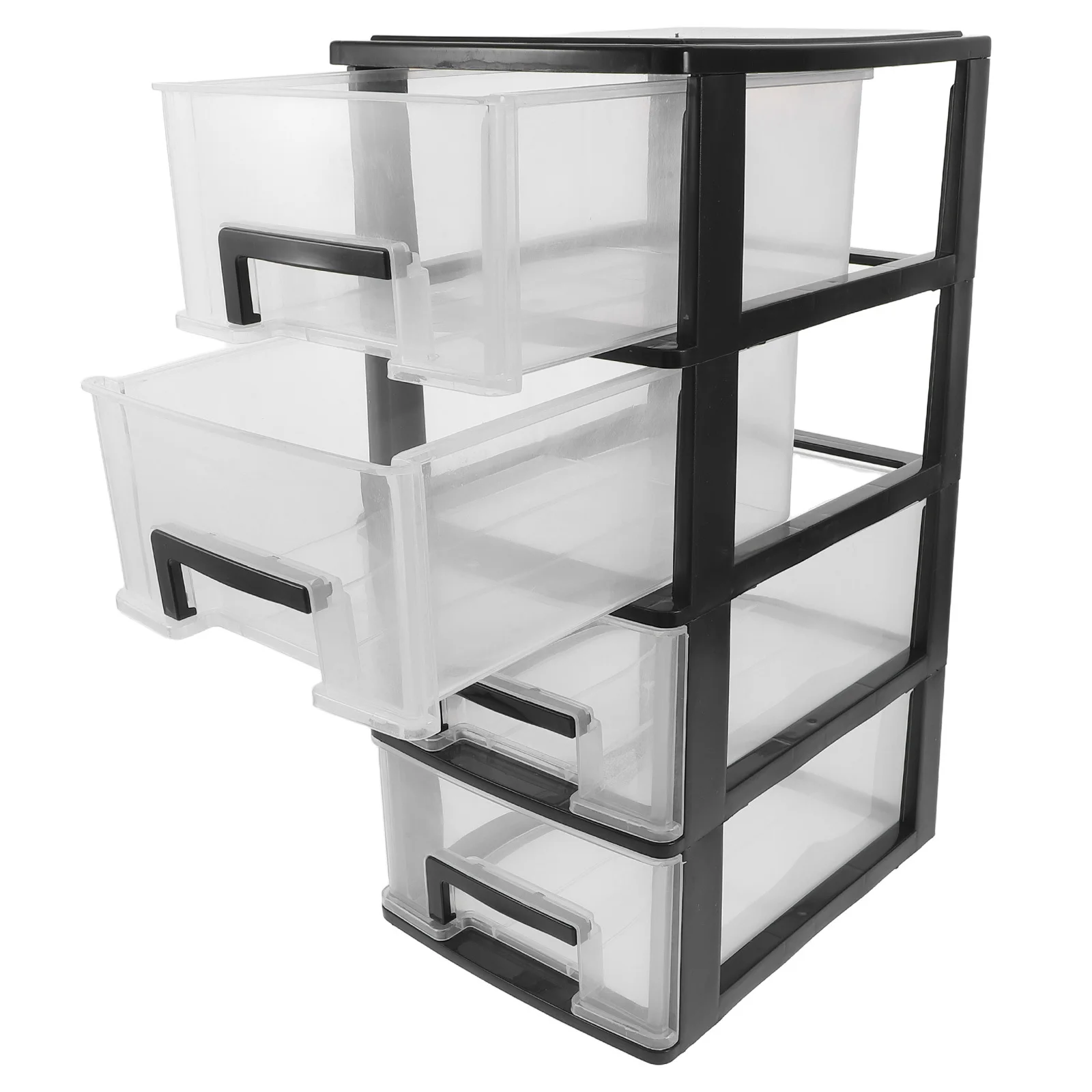 서랍형 보관 상자 사무실 연구실 데스크탑 잡화 홀더용 4층 플라스틱 정리함 투명 흰색