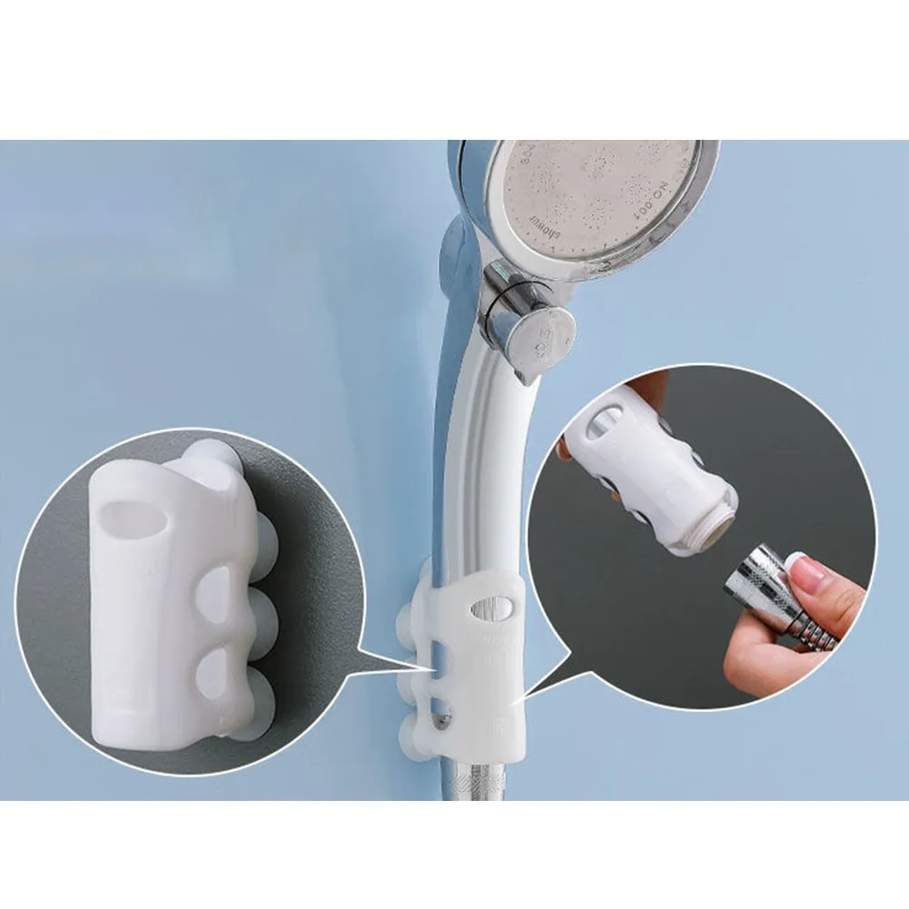 With Holder Shower 1/2pcs Bracket Cup Hooks Silicone Adjustable Bathroom Head Mounted Movable Rack Accessories