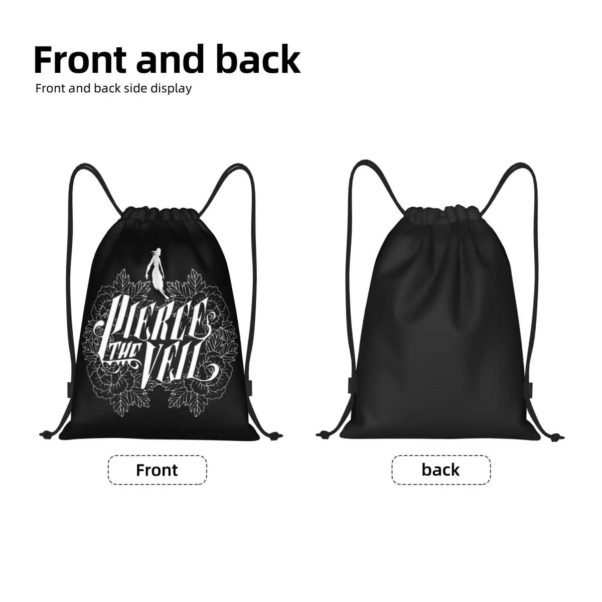 Rock Band Pierce Veil Drawstring Bag Women Men Foldable Sports Gym Sackpack Shopping Storage Backpacks