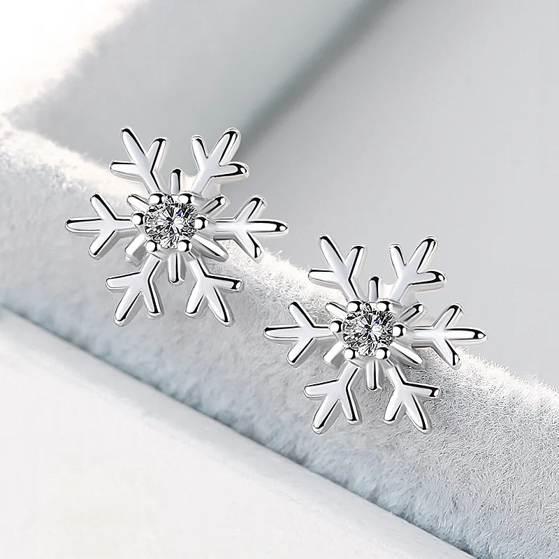 

Buyee 925 Sterling Silver Female Stud Earring Elegant Snowflake Zircon Earring for Women Girl Fashion Party Fine Jewelry Earring