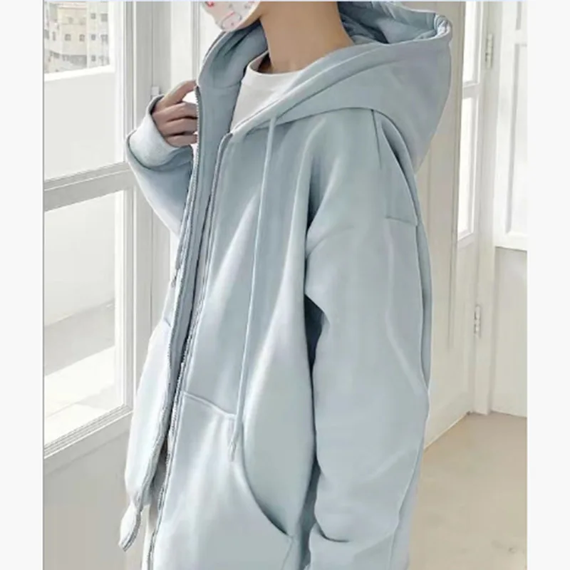 

Женские толстовки на молнии, толстовка с длинными рукавами, пальто с капюшоном на флисовой подкладке и карманами, повседневная осенняя верхняя одежда