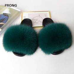 Summer Women Fur Slides Fluffy Furry Slippers Indoor Fuzzy Flip Flops Casual Outdoor Flat Ladies Fur Sandals Plush House Shoes