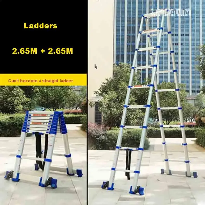 For JJS511 High Quality Thickening Aluminium Alloy Herringbone Ladder Portable Household 9+9 Steps Telescopic Ladders