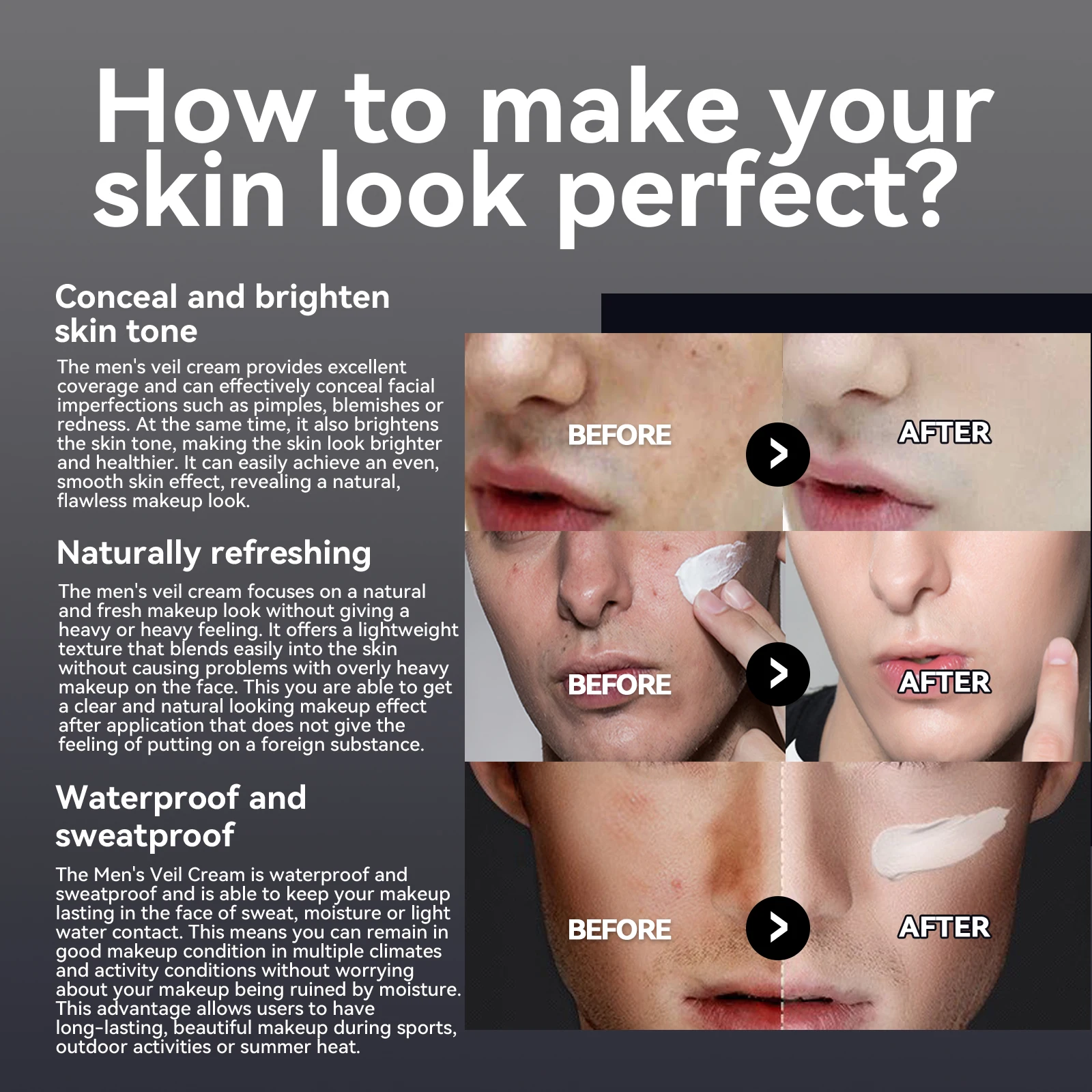 Men's Tinted Moisturizer Brightens Complexion Conceals Blemishes And Acne Marks Hydrates And Moisturizes Evens Skin Tone