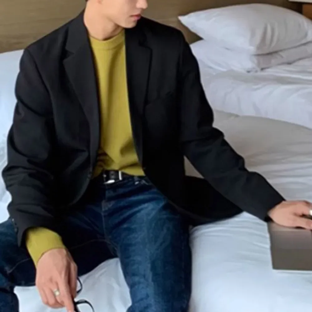 Business Casual For Daily Wear Fashion Streetwear Blazer Korean Style Blazer Lapel Neckline Long Sleeve Regular Length