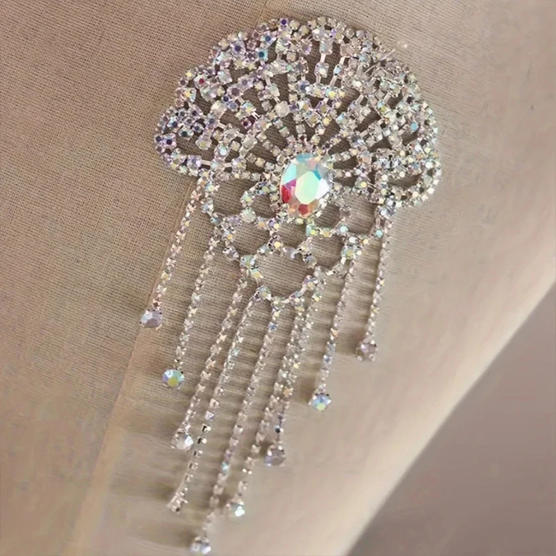 

Shoulder Brooch Pin Rhinestone Bead Long Tassel Chain Clothing Decoration Diy Men Women Epaulette Shoulder Jewelry Fringe Sewing
