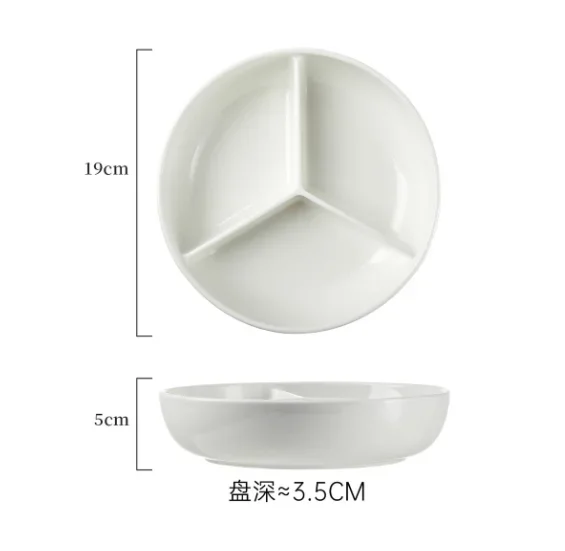 3 Compartment Ceramic Divided Plate, Portion Control Plate for Weight Loss, Breakfast Tray for Adults & Kids, Microwave & Oven S