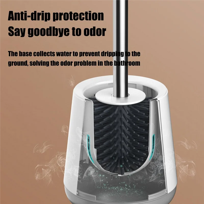 ABGR-Toilet Brush And Holder Set Soft Bristle Toilet Scrubber Brush Toilet Bowl Scrubber Bathroom Cleaner Brush For Home