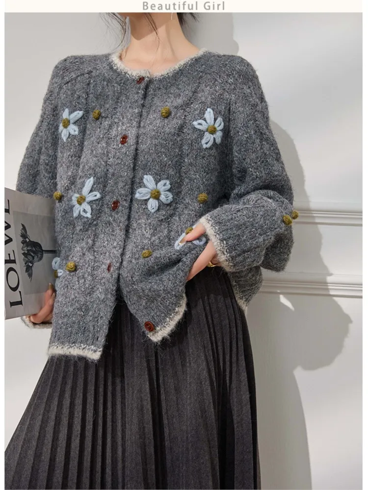 

Зимняя одежда, женский вязаный свитер, кардиган, куртка, универсальный свободный свитер в простом стиле, удобный свитер для поездок на работу