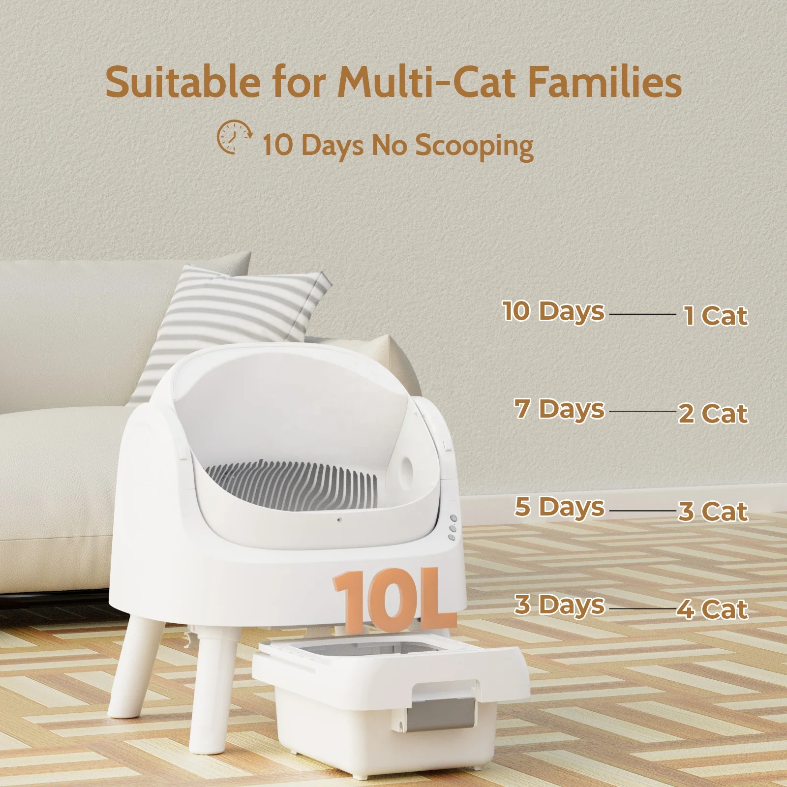 Automatic Cat Litter Box Self Cleaning Pet Toilet With Auto-Drawstring Trash Bag Closure Smart Cat Litter Box