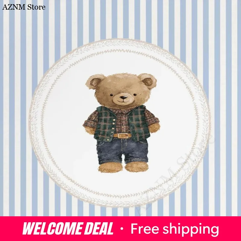 （2D Tin painting）Vintage Hot Air Balloon Baby Sheep Cow Teddy Bear Plane Poster Canvas Painting Print Wall Art Sage Green for