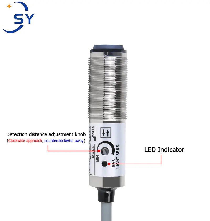 M18 Photoelectric Switch CDD-11N CDD-11P CDD-40N CDD-40P Four-wire 12-24v NPN PNP Distance Adjustable Diffuse Reflection Senser