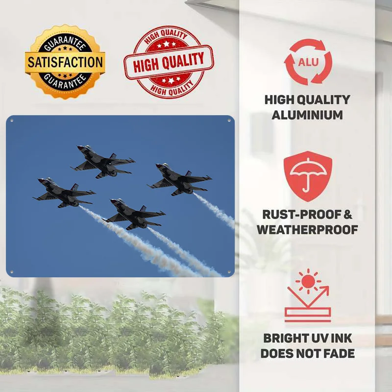 Air Force Thunderbirds F-16 Fighter Jet Metal Poster Perfect Gift for Fans Lovers Personalized Wall Art Metal Sign for Wand Deko