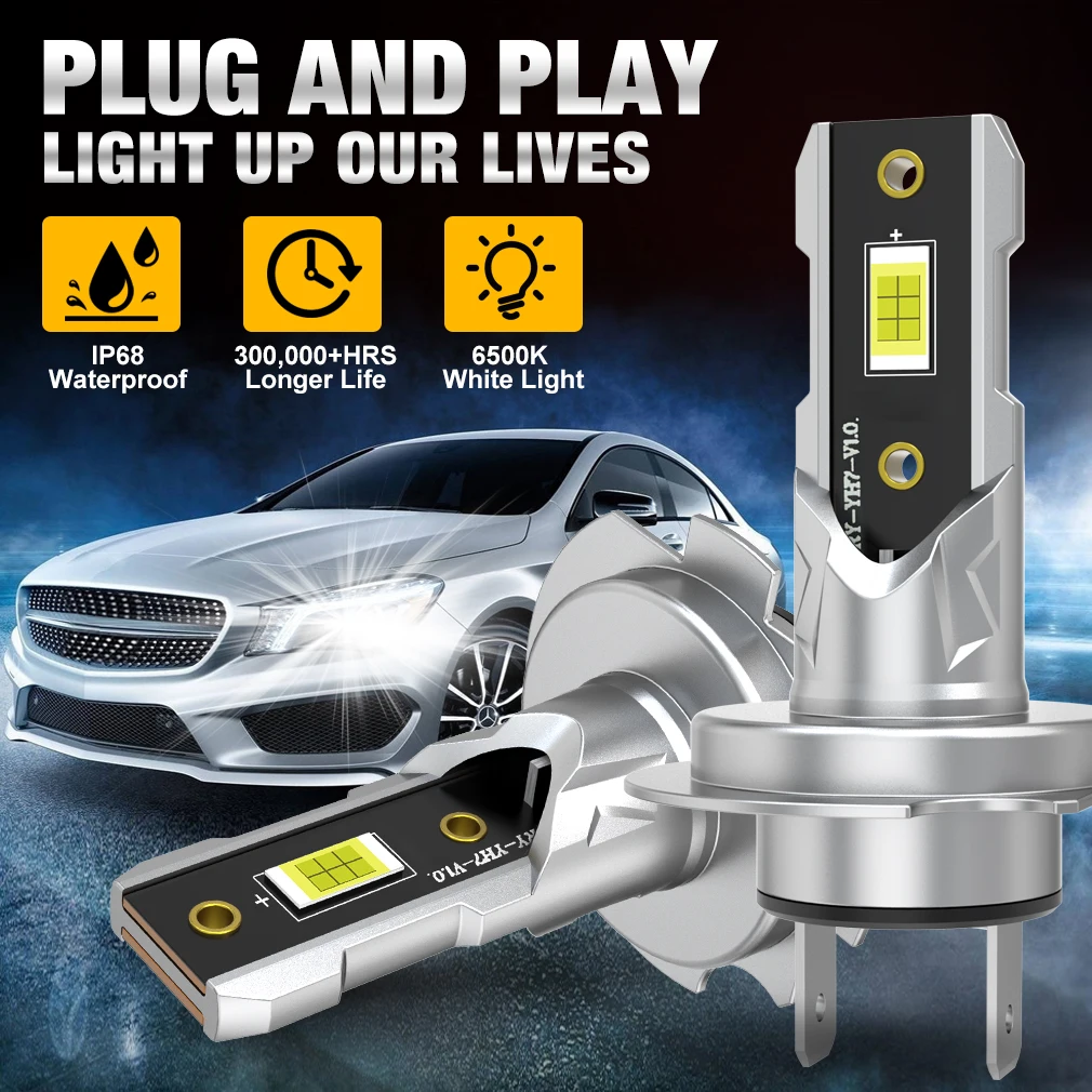 XSTORM H7 LED Bulb Headlight Kit Mini Wireless 50W 20000LM 6500K CSP for Car Headlamp 12V White Auto Diode Lamps H7 Fanless Led