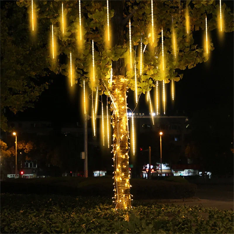 1/2/3/4 Set Meteor Shower Garland Holiday Light Outdoor Waterproof Fairy Festoon Lights Garden Street Christmas New Year Decor