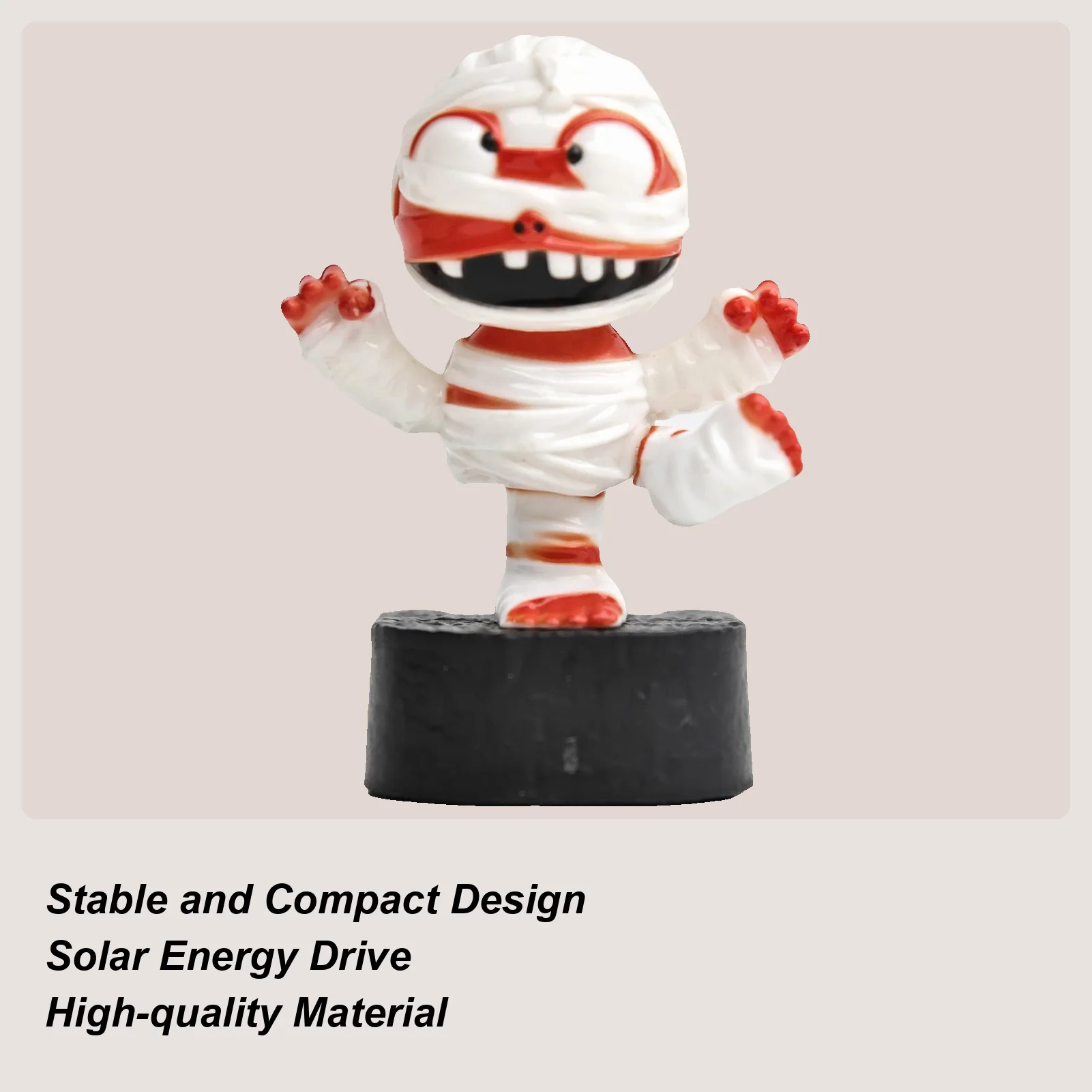 Solar Power Car Dashboard Decorations Shaking Mummy Ornament for Car Dashboard Funny Solar Powered Figurine for Halloween Decor