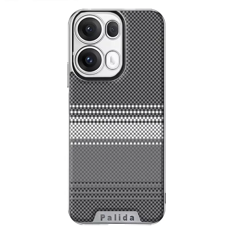 

Luxury Kevlar texture phone case For OPPO Reno 14 and 14 Pro electroplated faux leather surface design with OPPO Reno 14