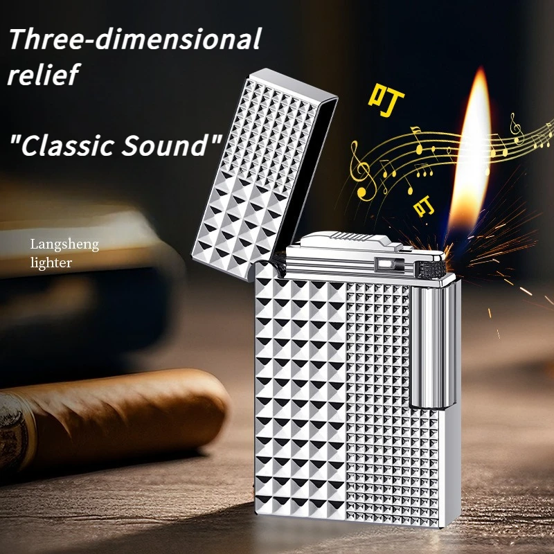 High-end High-pitched Steel Sound Lighter with  Inflatable Metal Grinding Wheel  Classic Lighter for Your Boyfriend Gift