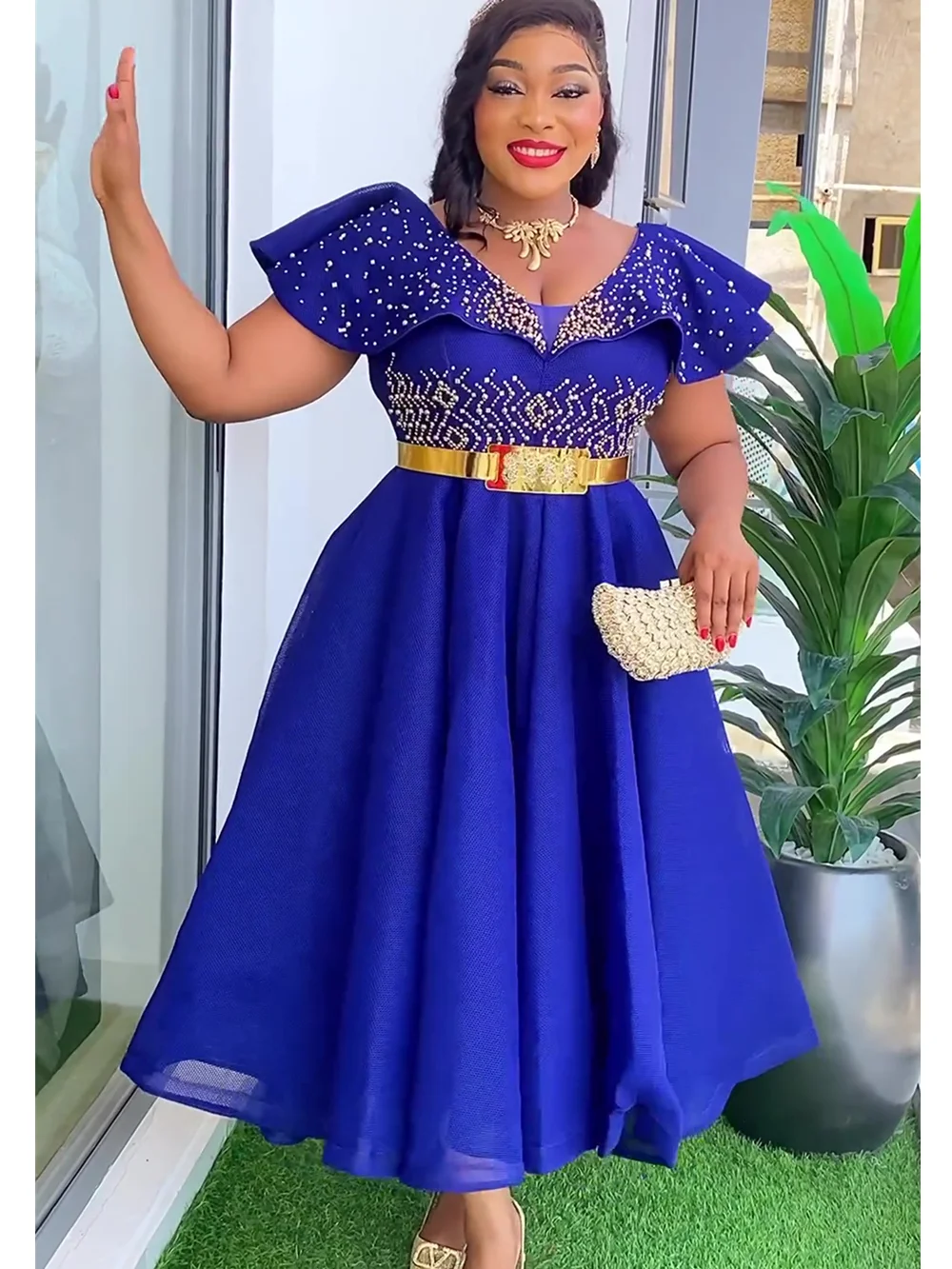 Plus Size African Wedding Party Dresses for Women 2024 New Dashiki Ankara Evening Gown Elegant Turkey Outfit Robe Africa Clothes