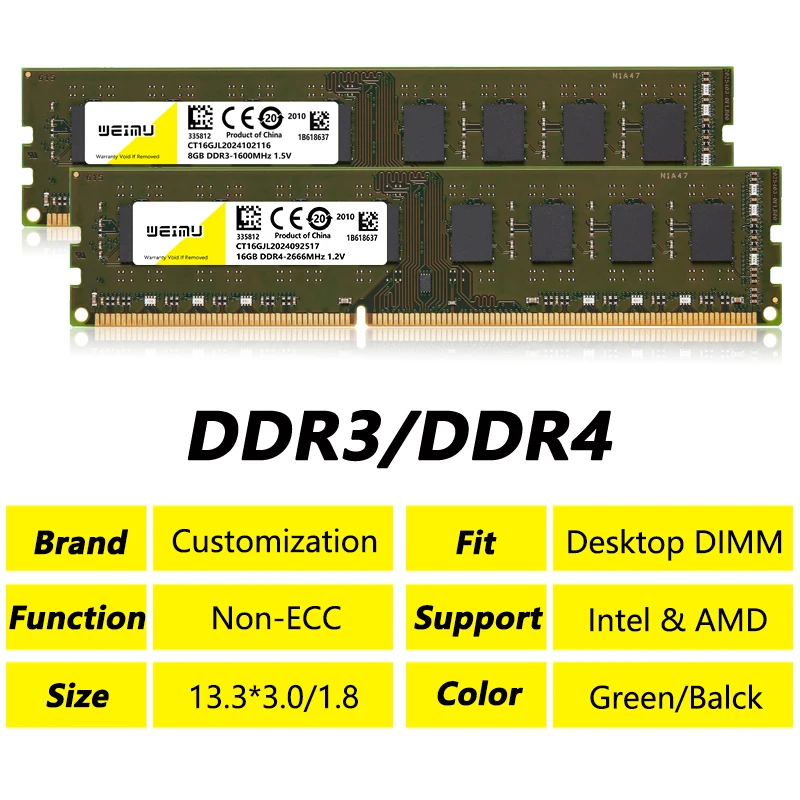 DDR3 DDR4 4GB 8GB Memoria RAM PC3 1066 1333 1600Mhz 12800 10600 8500 PC4 2133 2400 2666Mhz RAM Desktop Memory UDIMM Computer Ram