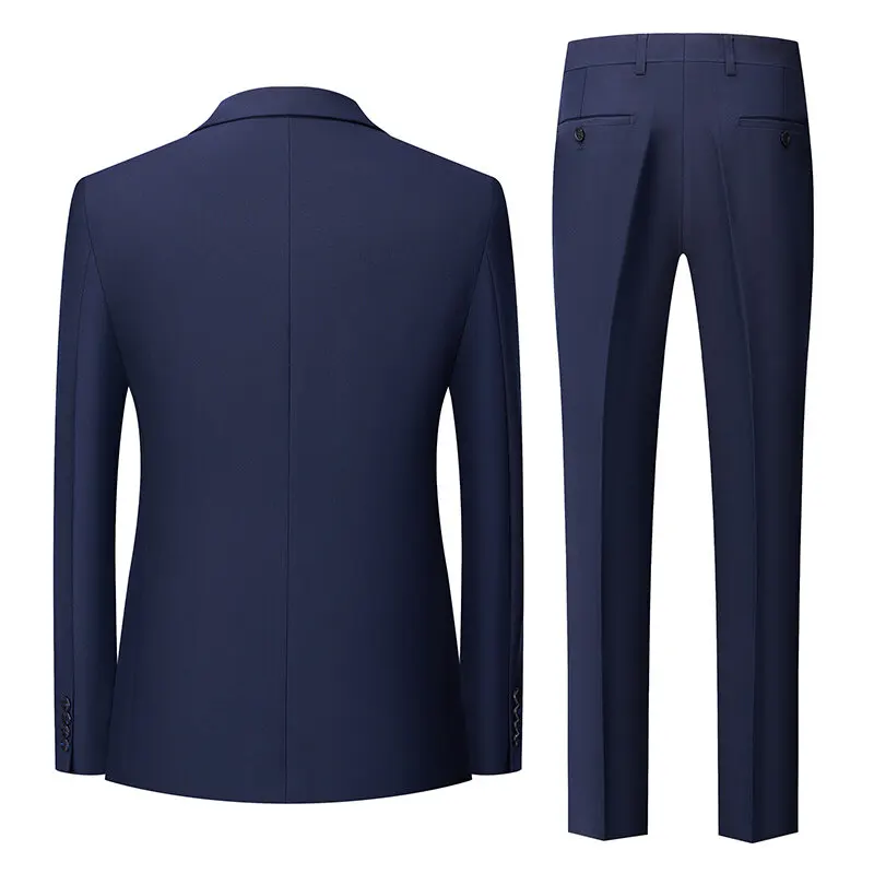 ( Jacket + Pant + Vest ) New Men Solid Colour Wedding Suits Black / Navy Simple Male Business Social Office Tuxedo 3 Piece Set