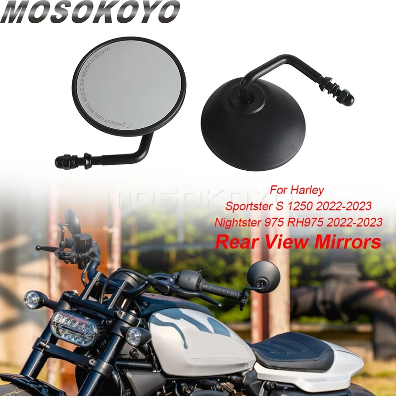 For Harley Sportster S 1250 Nightster 975 RH975 RH1250S 2022 2023 Motorcycle Rearview Rear View Mirrors Handlebar Side Mirror