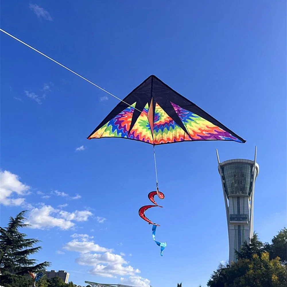 Easy To Fly Large Beach Delta Kites Good Flying 1.22m Children's Kite with 100 Meter Kite String Spiral Tail Outdoor Flying