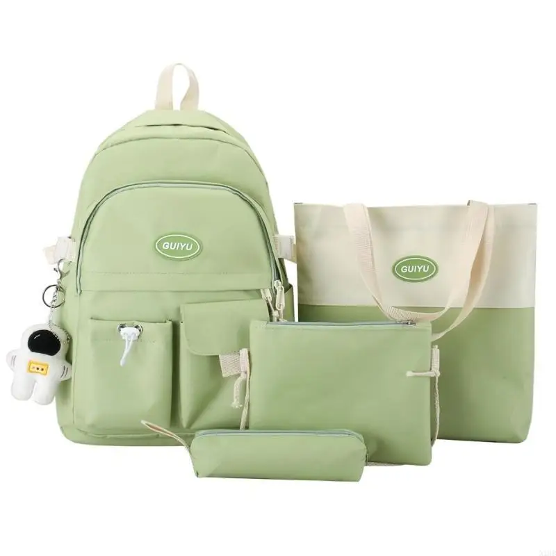 4pcs School Backpack with Shoulder Bag Handbag Pencil for Case Multi Pocket Travel Daypack Bookbag for Teenager Stu