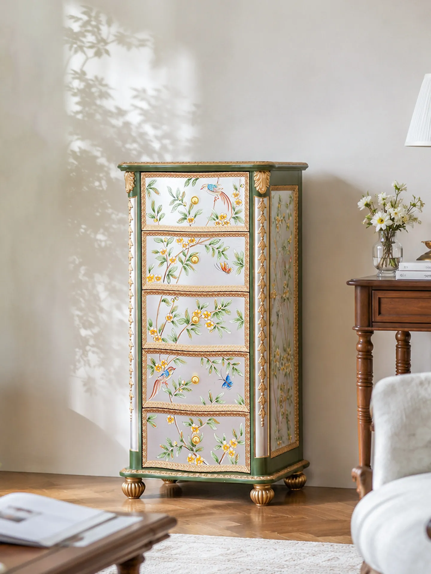 High-end jewelry storage jewelry cabinet solid wood household bedroom dresser set chest of drawers
