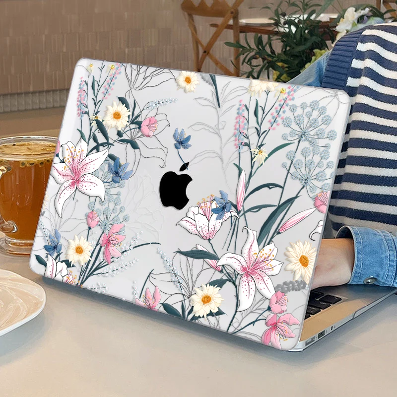 For Macbook Pro 13 Case A2338 Flowers Laptop Hard Case for MacBook Air Pro 13/14/15/16 Inch M1 M2 M3 M4 Chip Air M2 13.6 A2681