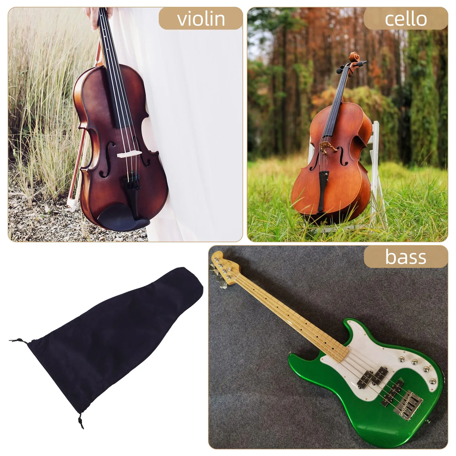 

Чехол-мешок из замшевой ткани для акустической скрипки полноразмерной, с завязками, защитный от пыли, декоративный, для хранения музыкальных инструментов