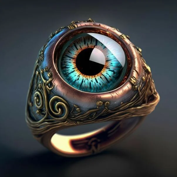 Gothic-style Imitation Demon Eye Artificial Gemstone, Copper Material Women's Ring, Suitable for Individual Street Outfits