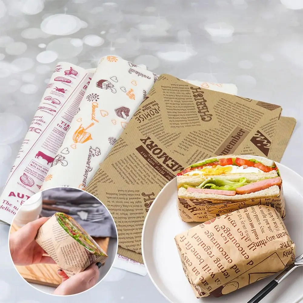 Decors Food Wrappers Paper Non-stick Newspaper Style Wax Paper Oil-proof Baking Paper Wrapping Paper Wax Paper Food Packaging
