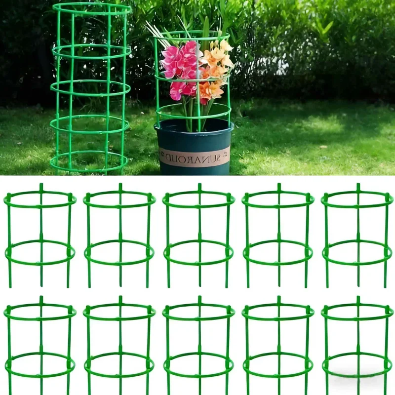 Pflanzenklettergerüst Grünes Gitter Verstellbare Stützringe 5-15 Ebenen 30-90 Personalisierter Leichter Langlebiger Gartenständer