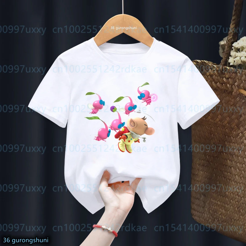 New Summer Style Boys T-Shirt Video Game Pikmin 4 Cartoon Print T-Shirt For Girls Fashion Toddler Tshirts Cute Boy Girl Clothing