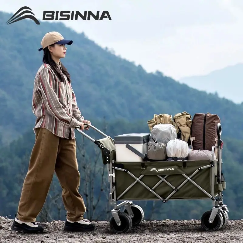 

BISINNA Large Capacity Outdoor Folding Cart Portable Multi-functional Carts Beach Travel and Picnic Camping Equipment