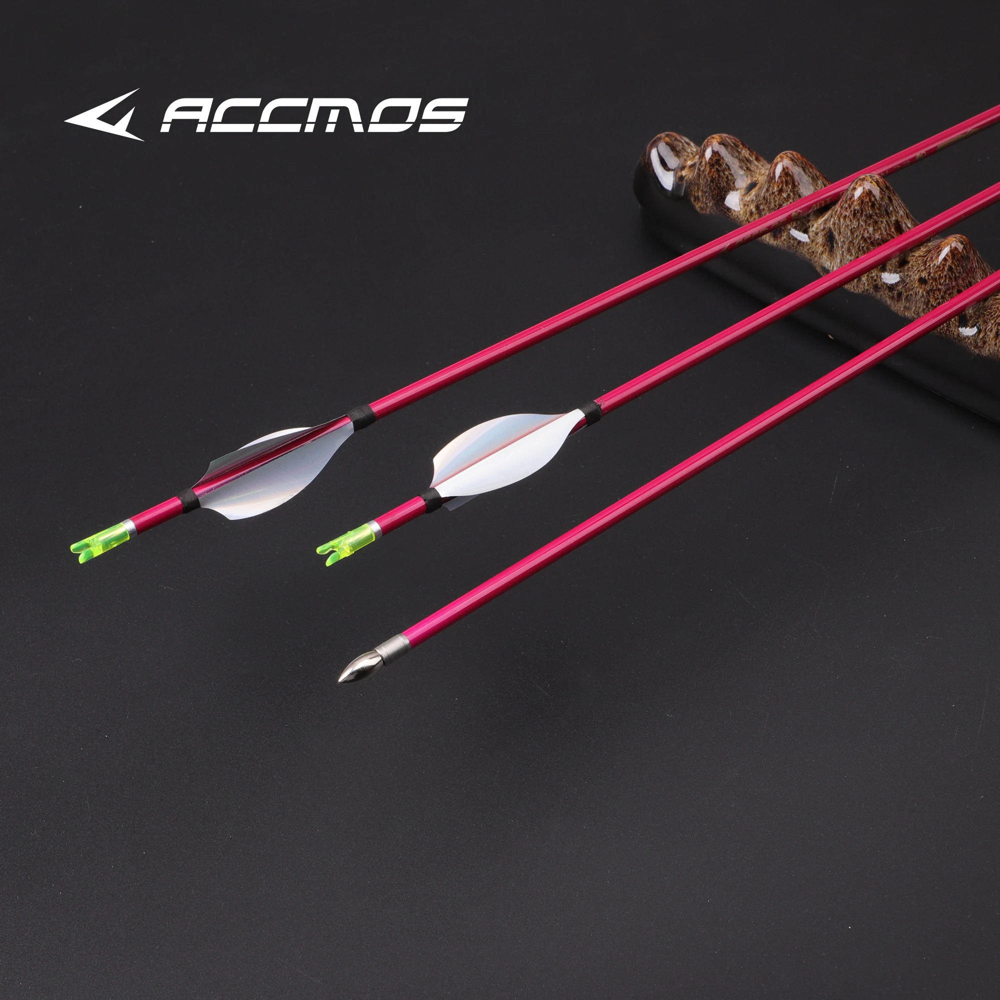 Imagem -03 - Pure Carbon Arrow Shaft Prata Spiral Vanes Spine Tiro com Arco Acessórios de Tiro id 3.2 mm 40t 600 700 800 Rosa